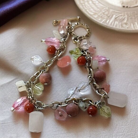 Glass Charm Bracelet Sparkly Multi Color Faceted Silver Tone Fairy Whimsigoth. - Picture 11 of 16